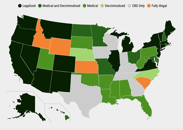 Cannabis claims by state map