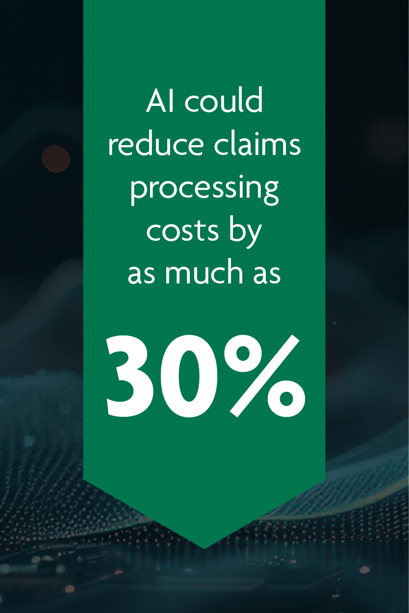 AI could reduce laims processing costs by as much as 30%